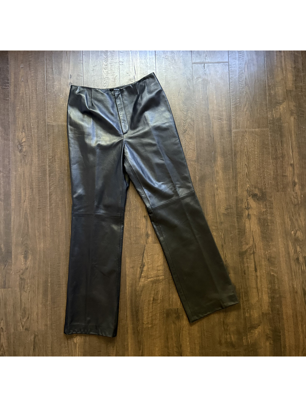 Vintage 90s Dana Buchman Black Lambs Skin Leather Pants 6 29x30 Biker Rocker